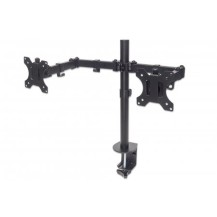 Manhattan Dual Desk Mount for TV & Monitors (Full Motion), For screens 10' to 27', Clamp Assembly, VESA compatability: 75x75...