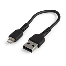 StarTech.com 6 inch (15cm) Durable Black USB-A to Lightning Cable - Heavy Duty Rugged Aramid Fiber USB Type A to Lightning...