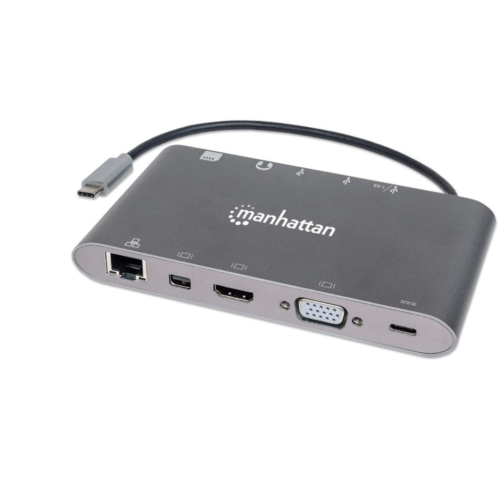 Manhattan USB-C Dock/Hub with Card Reader, Ports (x8): USB-C to HDMI, Audio 3.5mm, Ethernet, Mini DisplayPort, USB-A (x3) and... Manhattan USB-C Dock/Hub with Card Reader, Ports (x8): USB-C to HDMI, Audio 3.5mm, Ethernet, Mini DisplayPort, USB-A (x3) and...