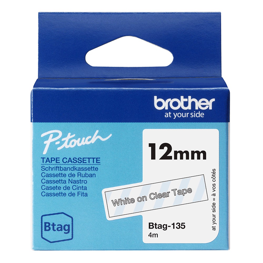 Brother BTAG-135 label-making tape White on transparent