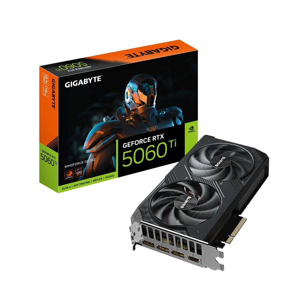 GIGABYTE GeForce RTX 5060 Ti WINDFORCE OC 16G Graphics Card - 16GB GDDR7, 128bit, PCI-E 5.0, 2587MHz Core Clock, 3 x...
