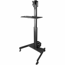 StarTech.com Mobile Workstation Cart with Monitor Mount, CPU/PC Holder, Keyboard Tray - Ergonomic Height Adjustable Desktop...