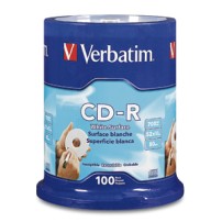 Verbatim CD-R 80MIN 700MB 52X Blank White Surface 100pk Spindle 100 pc(s)