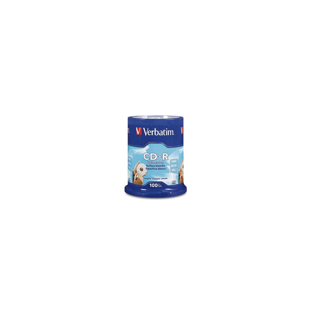 Verbatim CD-R 80MIN 700MB 52X Blank White Surface 100pk Spindle 100 pc(s)