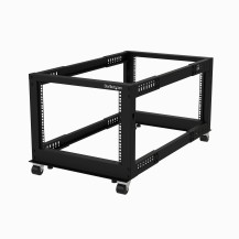 StarTech.com 4-Post 8U Mobile Open Frame Server Rack, Four Post 19in Network Rack with Wheels, Small Rolling Rack with...
