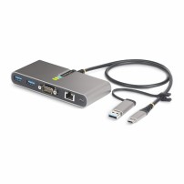 StarTech.com 2-Port USB-C Hub with Ethernet and RS-232, Attached USB-C to USB-A Dongle, 100W PD Pass-Through, 2x USB-A 5Gbps...