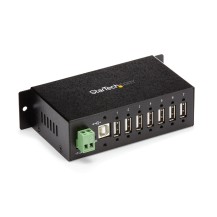 StarTech.com 7-Port USB 2.0 Hub - Metal Industrial USB-A Hub with ESD Protection & 350W Surge Protection - Din Rail, Wall or...