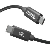 Plugable Technologies USB4 Cable with 240W Charging, 3.3 Feet (1M), USB-IF Certified, 1x 8K Display, 40 Gbps, Compatible with...