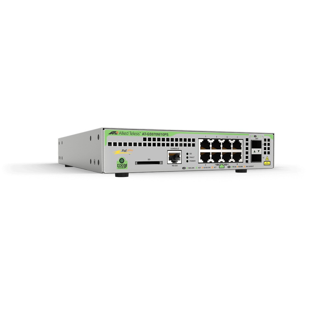 Allied Telesis GS970M/10PS Managed L3 Gigabit Ethernet (10/100/1000) Power over Ethernet (PoE) Grey