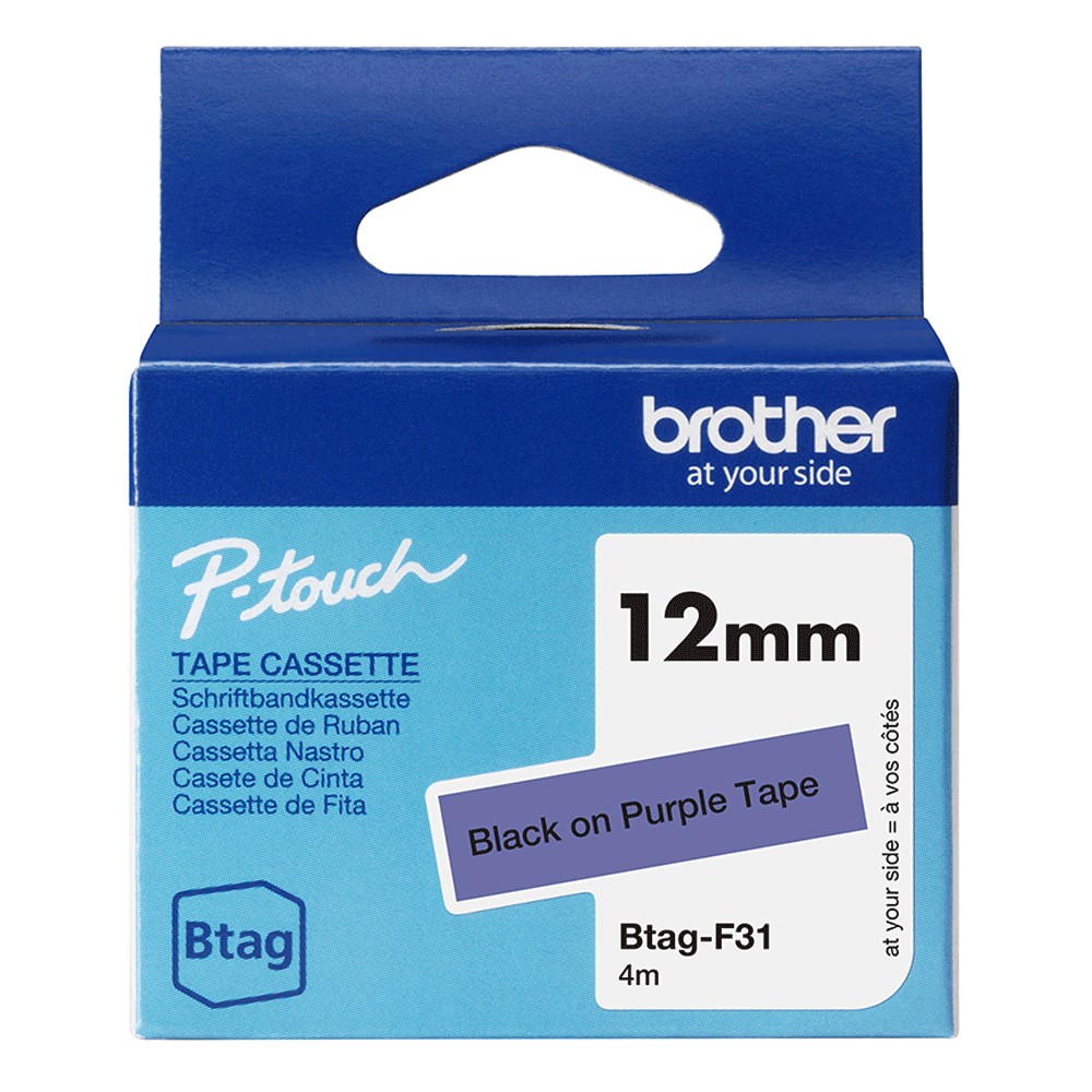 Brother BTAG-F31 label-making tape Black on purple
