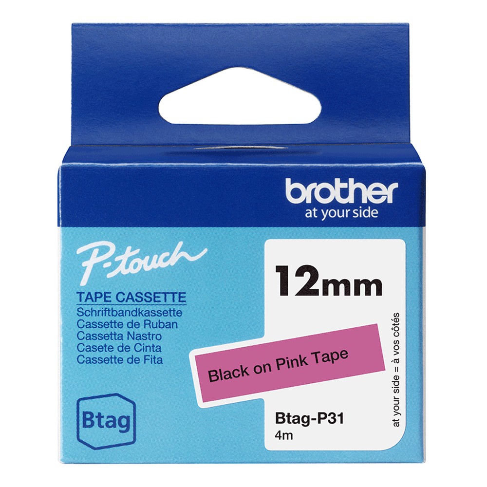 Brother BTAG-P31 label-making tape Black on pink