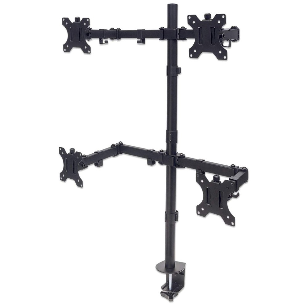 Manhattan Quad Desk Mount for TV & Monitors, For screens 10' to 27', Stand or Clamp Assembly, VESA compatability: 75x75 and...