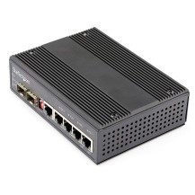 StarTech.com Industrial 6 Port Gigabit Ethernet Switch - 4 PoE RJ45 +2 SFP Slots 30W PoE+ 12-48VDC 10/100/1000 Rugged Power...