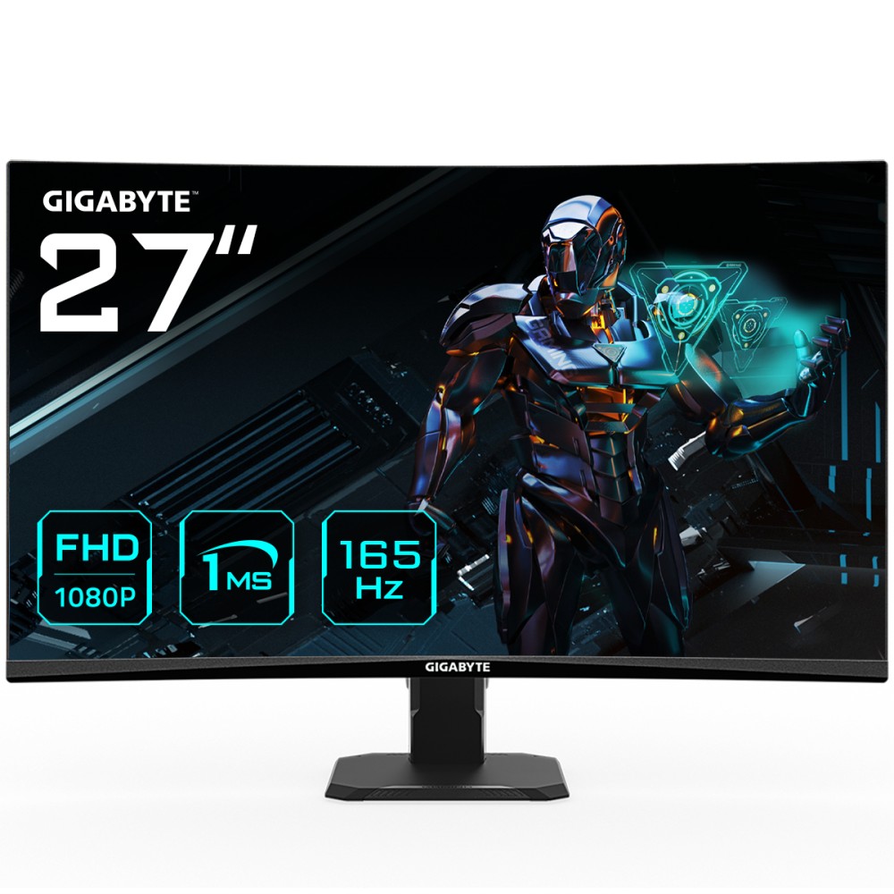 GIGABYTE GS27F 27' FHD Gaming Monitor - 1920 x 1080, 165Hz, 1ms, 300 cd/m², FreeSync Premium, HDR Ready, HDMI 2.0...