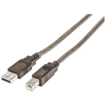 Manhattan USB-A to USB-B Cable, 11m, Male to Male, Active, 480 Mbps (USB 2.0), Built In Repeater, Hi-Speed USB, Translucent...