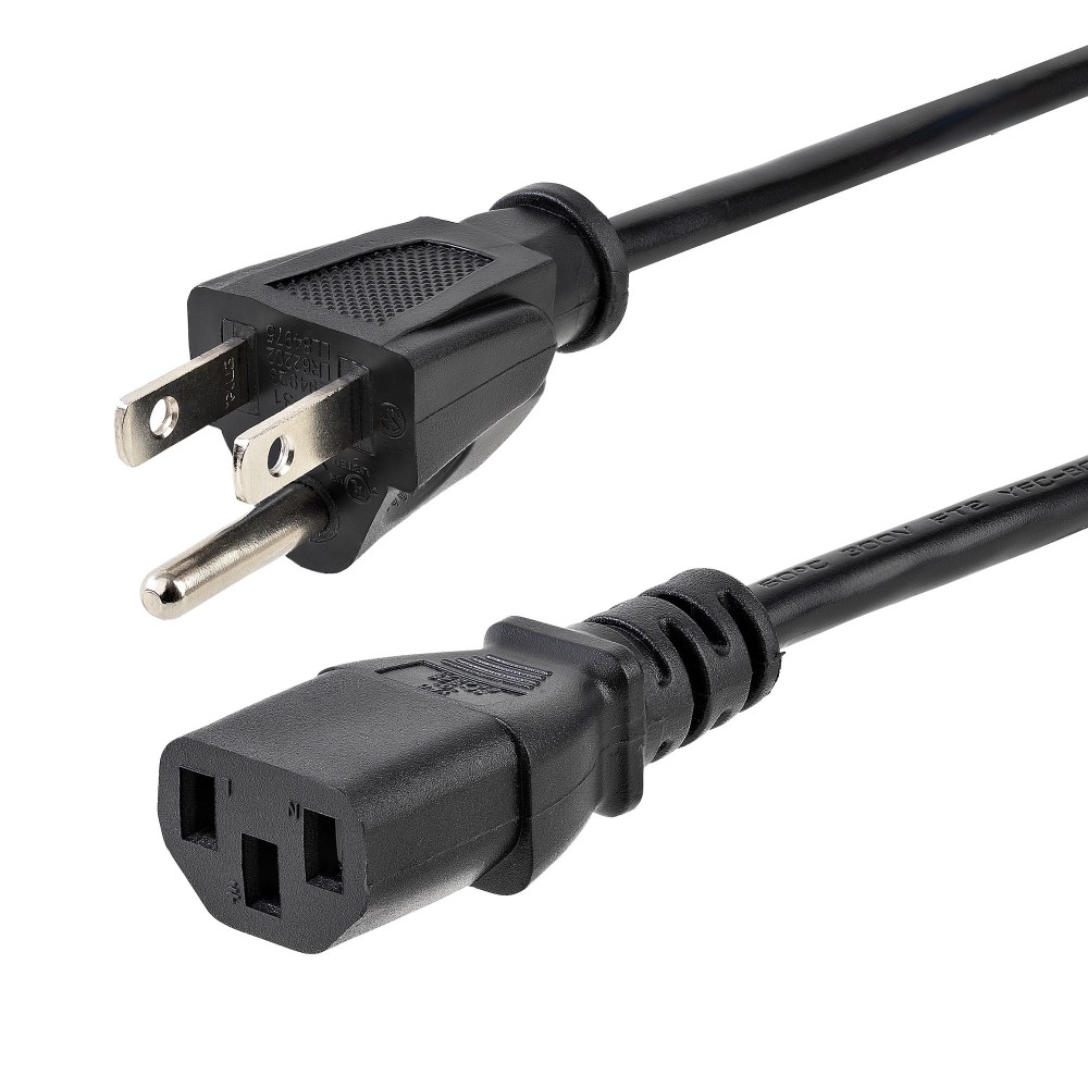 StarTech.com 20ft (6m) Computer Power Cord, NEMA 5-15P to C13, 10A 125V, 18AWG, Black Replacement AC Power Cord, Printer... StarTech.com 20ft (6m) Computer Power Cord, NEMA 5-15P to C13, 10A 125V, 18AWG, Black Replacement AC Power Cord, Printer...