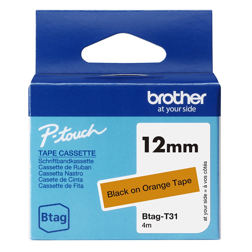 Brother BTAG-T31 label-making tape Black on orange