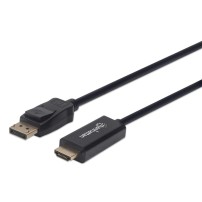 Manhattan DisplayPort 1.1 to HDMI Cable, 1080p@60Hz, 3m, Male to Male, DP With Latch, Black, Not Bi-Directional, Three Year...