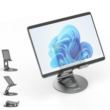 Plugable Technologies Swivel Tablet Stand Holder, 360° Rotating Base Tablet Holder for Phones and Tablets up to 12.9'...