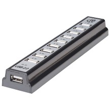 Manhattan USB-A 10-Port Desktop Hub, 10x USB-A Ports, 480 Mbps (USB 2.0), Bus or AC Power, Hi-Speed USB, Black, Three Year...