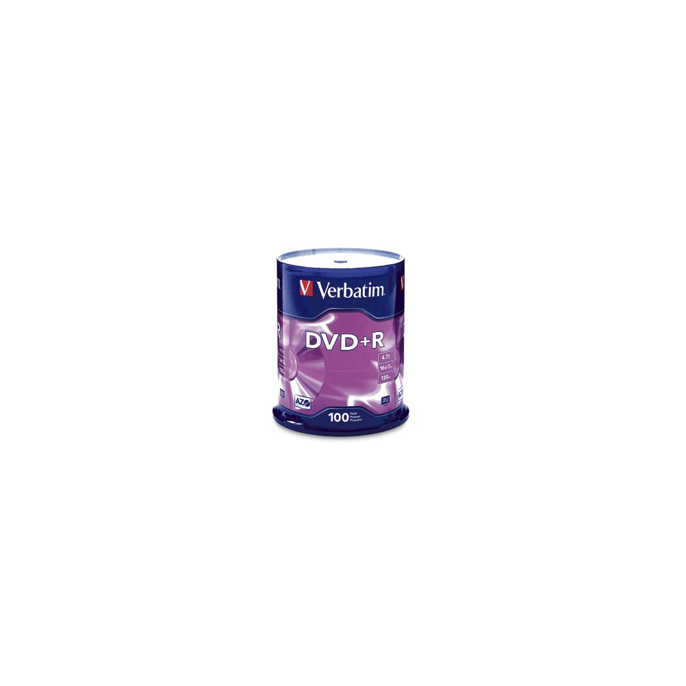 Verbatim DVD+R 4.7GB 16X Branded 100pk Spindle 100 pc(s) Verbatim DVD+R 4.7GB 16X Branded 100pk Spindle 100 pc(s)