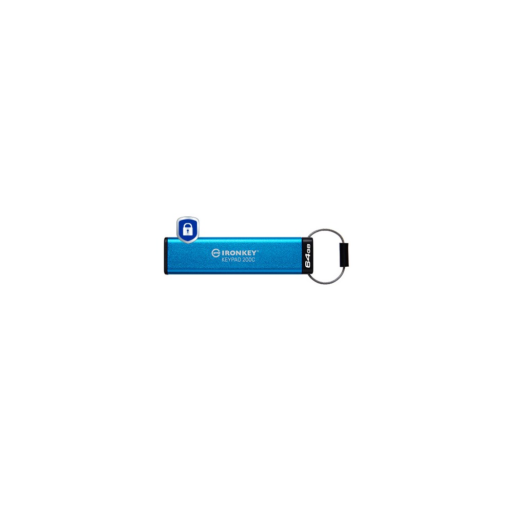 Kingston Technology IronKey 64GB USB-C Keypad 200C, FIPS 140-3 Lvl 3 (Pending) AES-256