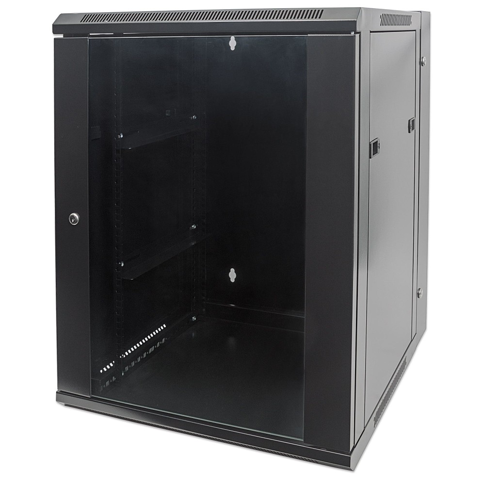 Intellinet 19' Network Cabinet - Wall Mount (Double Section Hinged Swing Out), 15U, 550mm Deep, Black, Assembled, Max 30kg... Intellinet 19' Network Cabinet - Wall Mount (Double Section Hinged Swing Out), 15U, 550mm Deep, Black, Assembled, Max 30kg...