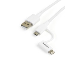 StarTech.com 1 m (3 ft.) 2 in 1 Charging Cable - USB to Lightning or Micro-USB for iPhone / iPad / iPod / Android - Apple MFi...