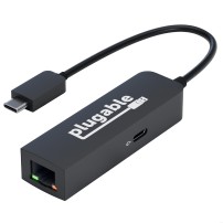 Plugable Technologies USB C to Ethernet Adapter 2.5Gb with 100W USB-C PD Charging, 2.5 Gigabit Type C USB Ethernet Adapter...