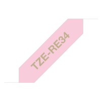 Brother TZE-RE34 label-making tape Gold on Pink
