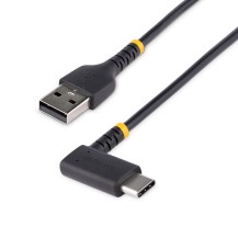 StarTech.com 1ft (30cm) USB A to C Charging Cable Right Angle - Heavy Duty Fast Charge USB-C Cable - Black USB 2.0 A to Type...