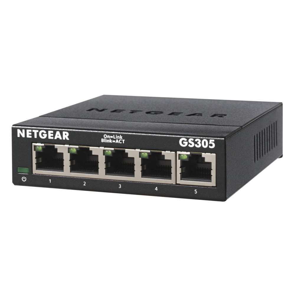NETGEAR GS305-300PAS network switch Unmanaged L2 Gigabit Ethernet (10/100/1000) Black NETGEAR GS305-300PAS network switch Unmanaged L2 Gigabit Ethernet (10/100/1000) Black