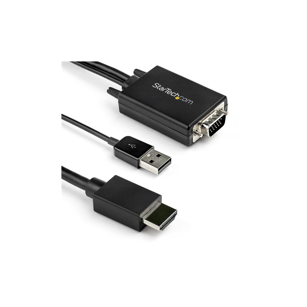 StarTech.com 2m VGA to HDMI Converter Cable with USB Audio Support & Power - Analog to Digital Video Adapter Cable to connect...