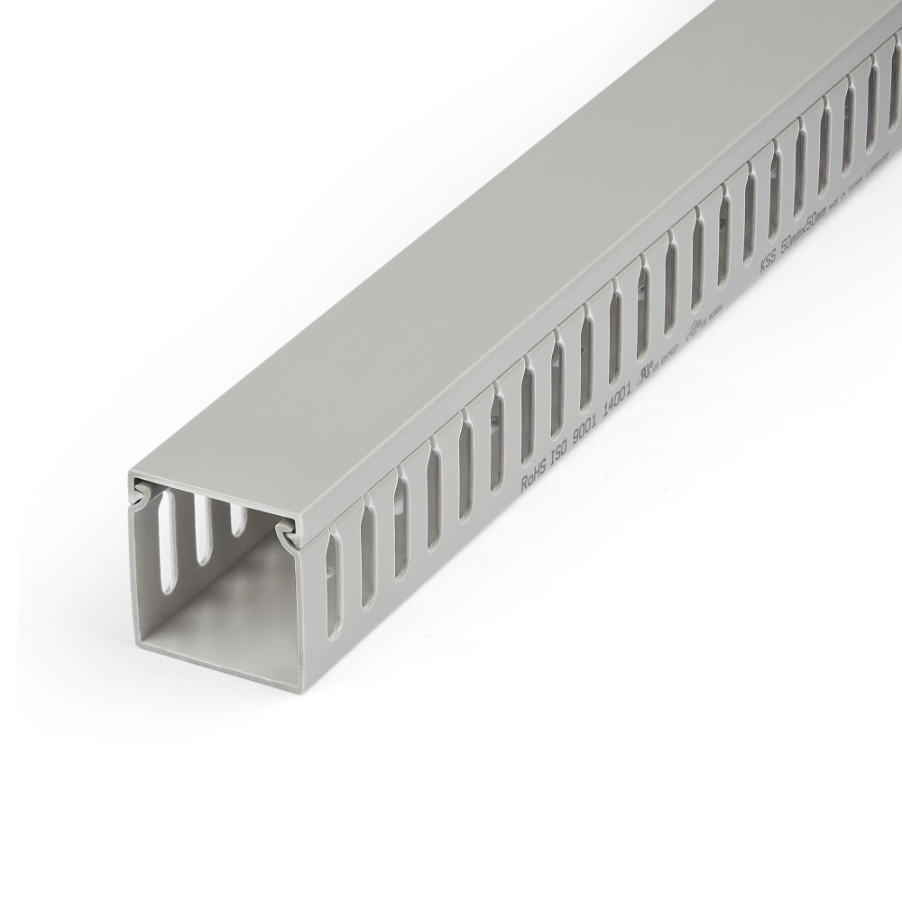 StarTech.com Open Slot Cable Management Raceway with Cover, 2'(50mm)W x 2'(50mm)H - 6.5ft(2m) length - 1/4'(8mm) Slots, PVC...
