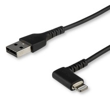 StarTech.com 6ft (2m) Durable USB A to Lightning Cable - Black 90° Right Angled Heavy Duty Rugged Aramid Fiber USB Type A to...