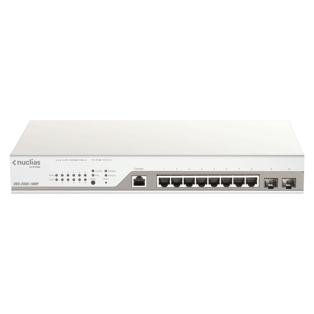 D-Link 10-Port Gigabit PoE+ Nuclias Smart Managed Switch including 2x SFP Ports D-Link 10-Port Gigabit PoE+ Nuclias Smart Managed Switch including 2x SFP Ports