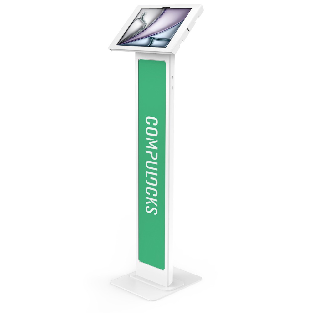 Compulocks iPad Air M2 13' (2024), Apex Enclosure Brandable Floor Stand - White Compulocks iPad Air M2 13' (2024), Apex Enclosure Brandable Floor Stand - White