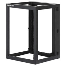 Intellinet Wall Mount Open Frame Network Rack, 15U, Rear-hinged Swing Frame, Assembled, 4-Post, 23.6 in., Black RAL 9004