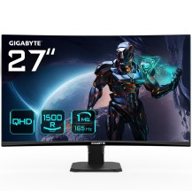 GIGABYTE GS27QC 27' QHD Curved Gaming Monitor - 2560 x 1440, 1500R, 165Hz, 1ms, 250 cd/m², FreeSync Premium, HDR Ready, HDMI...
