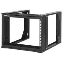 Intellinet 19' Wall Mount Open Frame Network Rack, 6U, Front-hinged Swing Frame Flat Pack, 2-Post, 17.7 in. Depth, Black RAL...