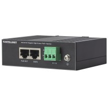 Intellinet Industrial Gigabit High-Power PoE+ Injector, 1 x 30 W Port, IEEE 802.3at/af Power over Ethernet (PoE+/PoE), Metal...