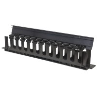 Intellinet 19' Cable Management Panel, 19' Rackmount Cable Manager, 1U, with Cover, Black