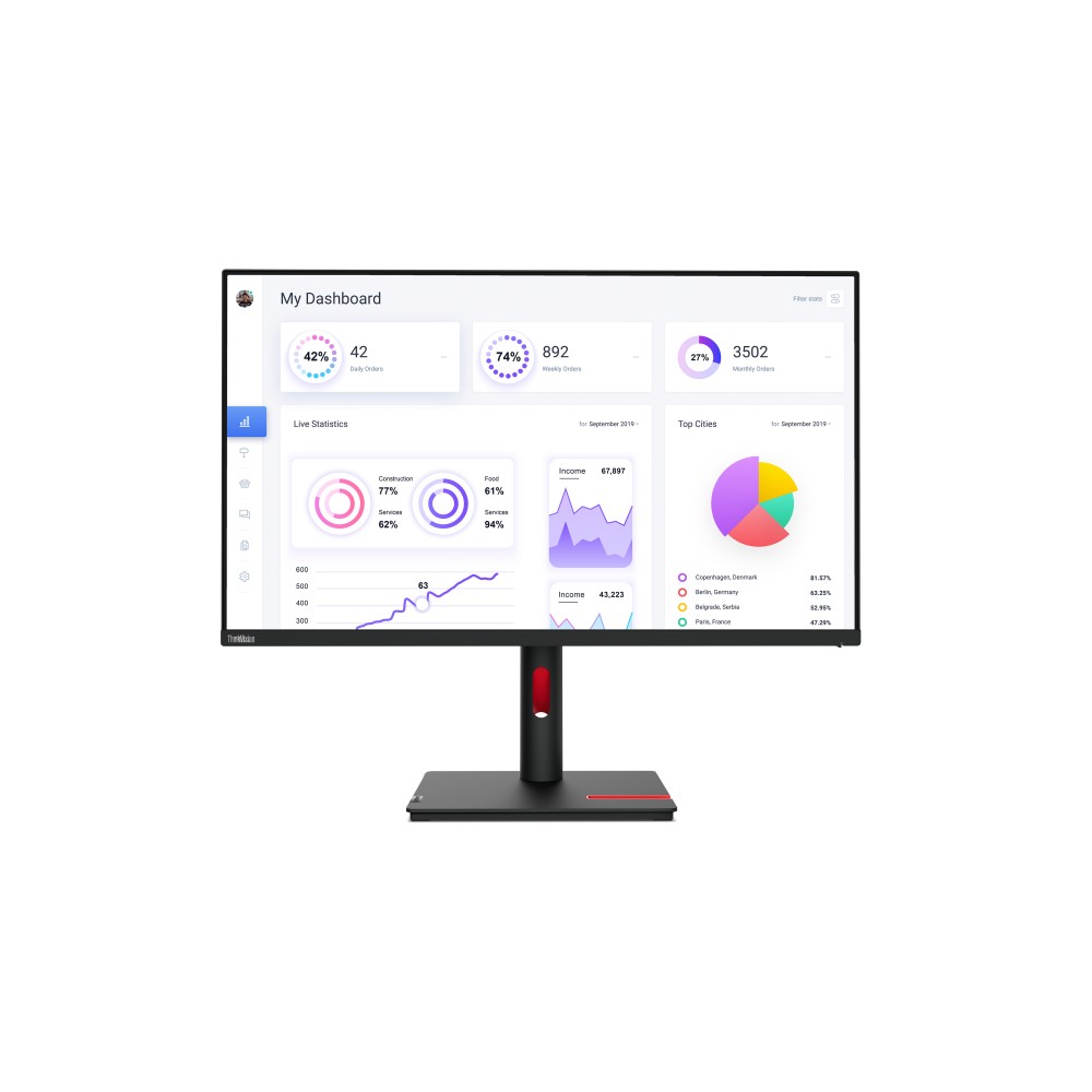 Lenovo ThinkVision T32p-30 LED display 80 cm (31.5') 3840 x 2160 pixels 4K Ultra HD Black
