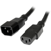 StarTech.com 3ft (1m) Heavy Duty Extension Cord, IEC 320 C14 to IEC 320 C13 Black Extension Cord, 15A 125V, 14AWG, Heavy...