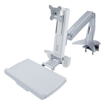 StarTech.com Sit-Stand Monitor Arm with Keyboard/Mouse Tray - Adjustable Desk Mount Sit-Stand Workstation Arm for Single 27'...