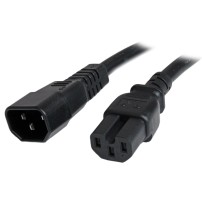 StarTech.com 3ft (1m) Heavy Duty Extension Cord, IEC 320 C14 to IEC 320 C15 Black Extension Cord, 15A 250V, 14AWG, Heavy...