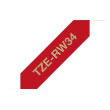 Brother TZE-RW34 label-making tape Gold on red